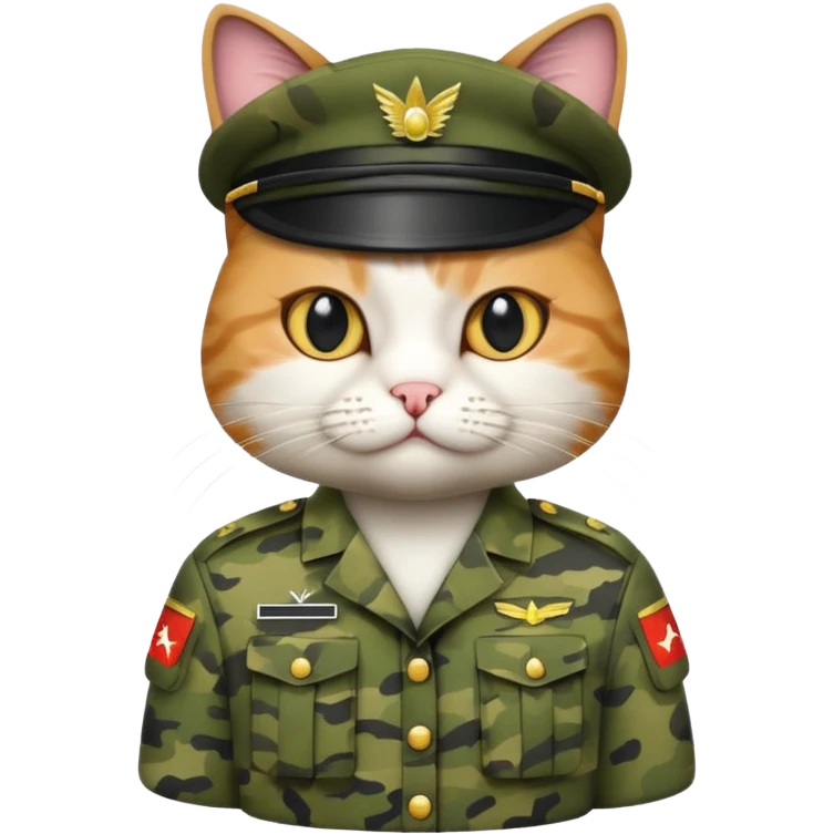 Cat in army outfit emoji
