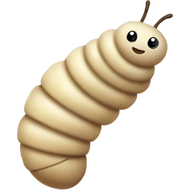 A caterpillar turning into a cocoon that turns into a butterfly - beige  emoji