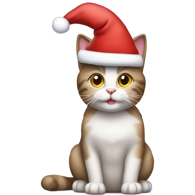 Cat wearing christmas hat emoji