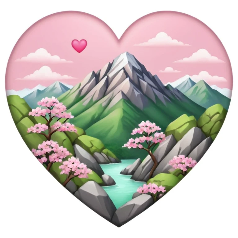 sakura heart with a mountain in the background emoji