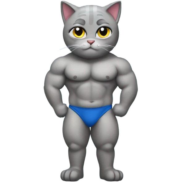 Body builder Grey cat in a speedo emoji