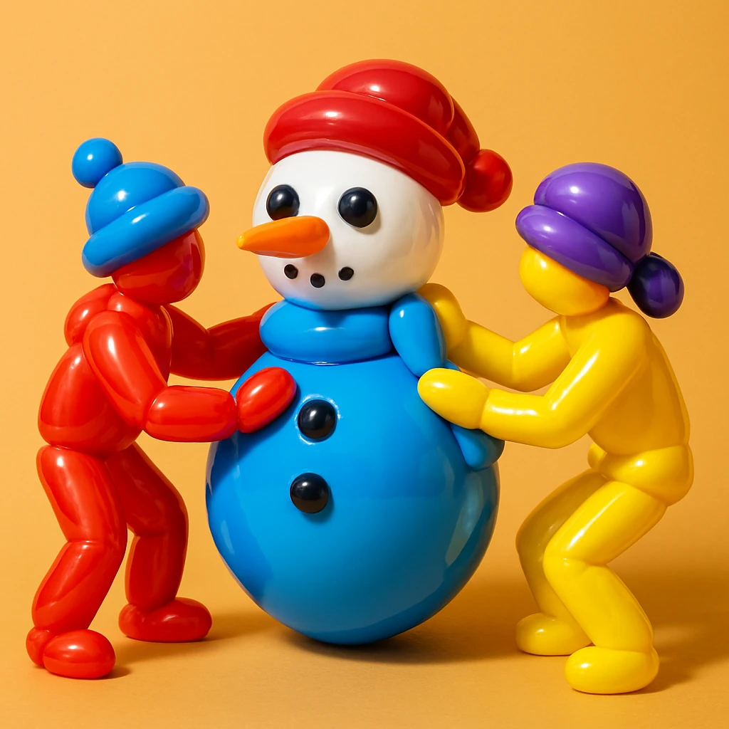 people making a snowman emoji