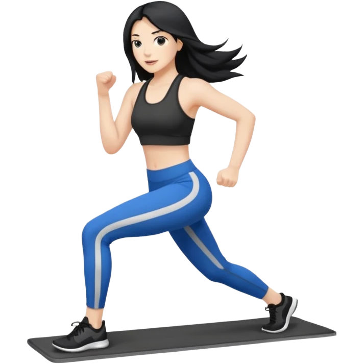 woman with long black hair doing fitness emoji