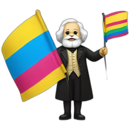 karl marx holding a pansexual flag emoji