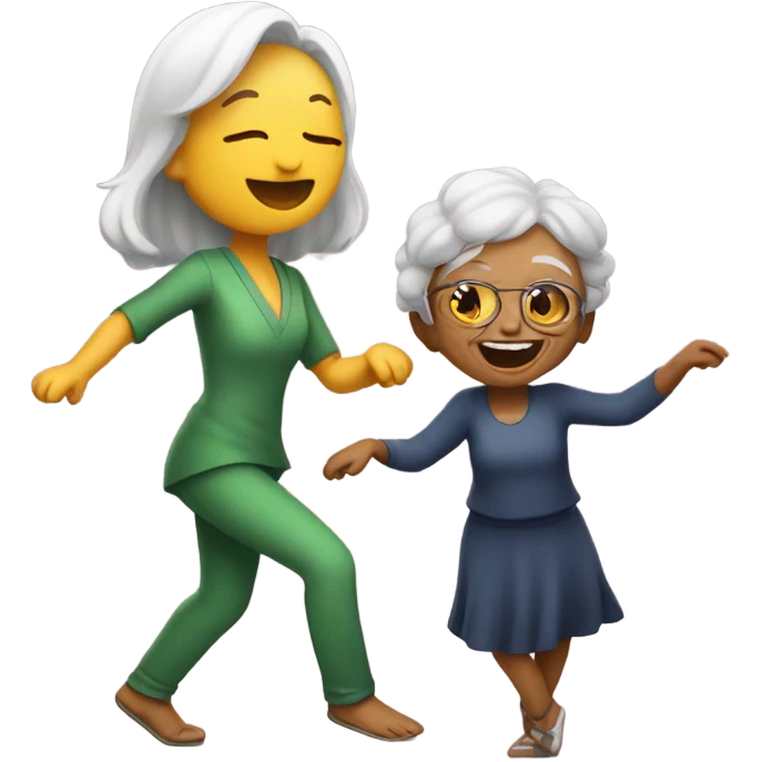 Girl dancing with old woman emoji
