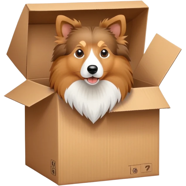 Shetland sheepdog in a box emoji