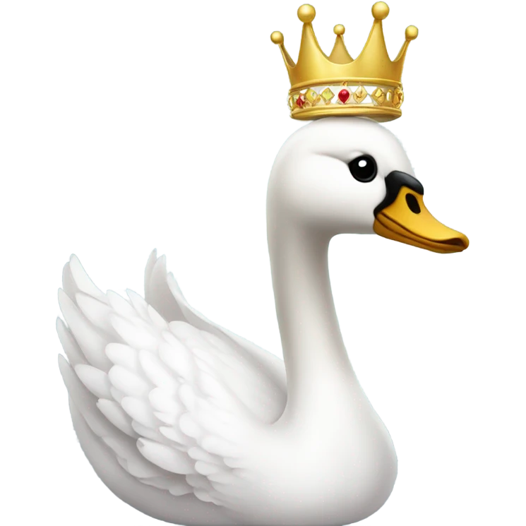White swan wearing a dress with a crown emoji