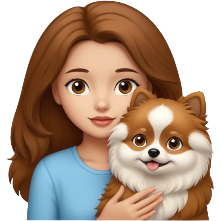 light-skinned-girl-with-brown-hair-and-brown-eyes-petting-pomeranian emoji