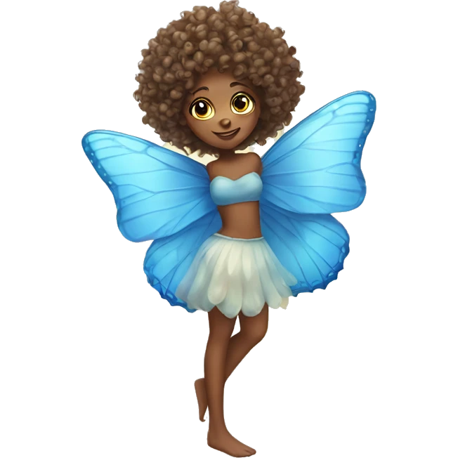 butterfly with blue wings fairy curly hair  emoji