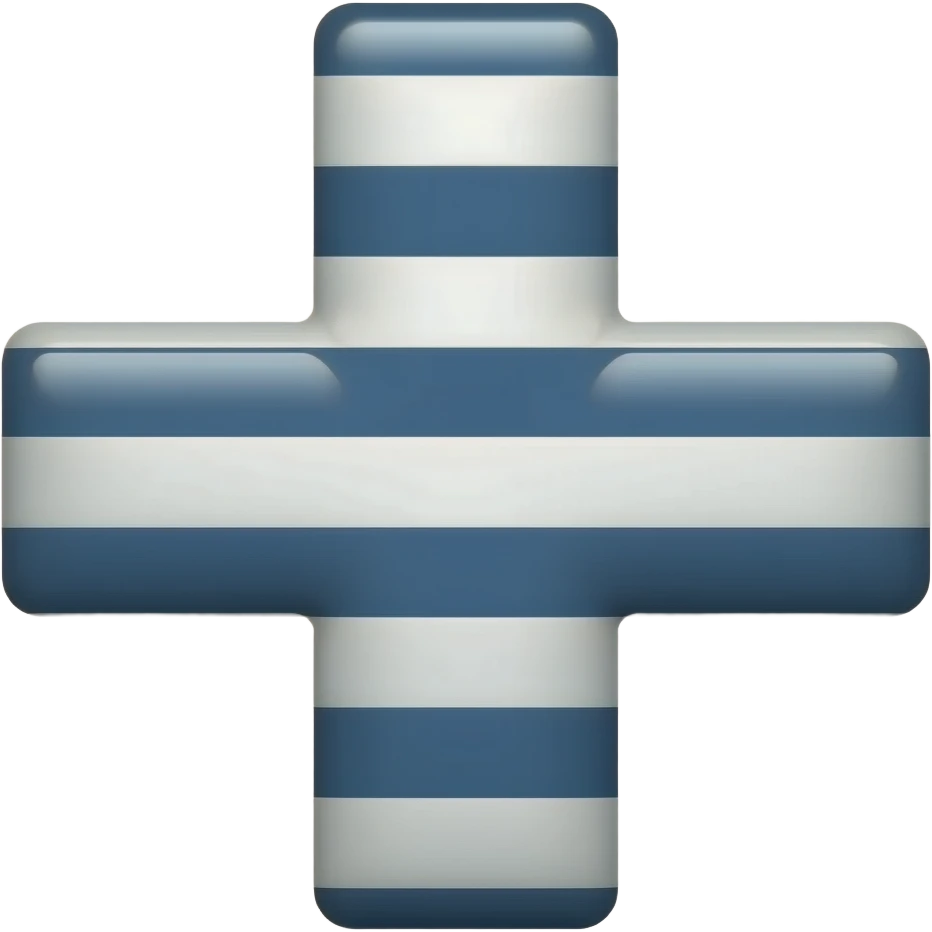 White and dark blue horizontal striped cross emoji