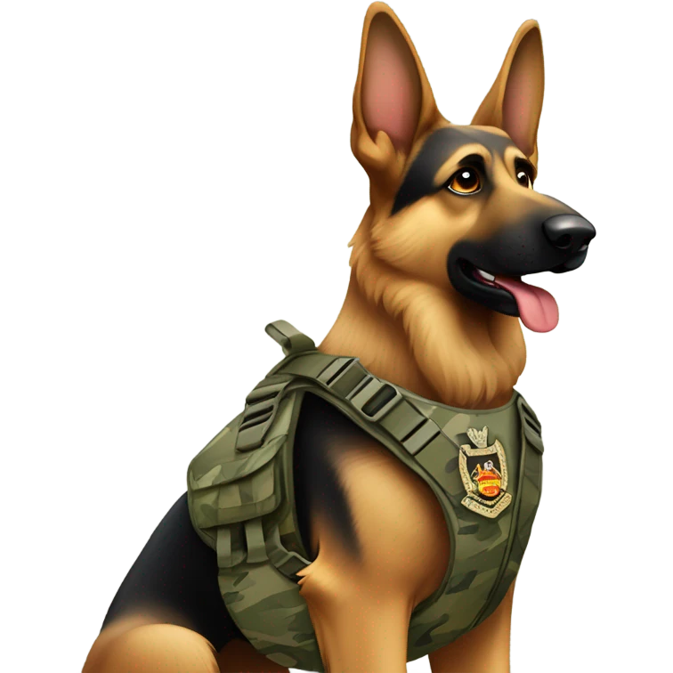 German Shepherd in the army emoji