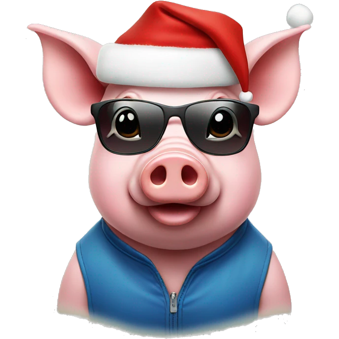 Pig with Santa cap and sunglasses  emoji