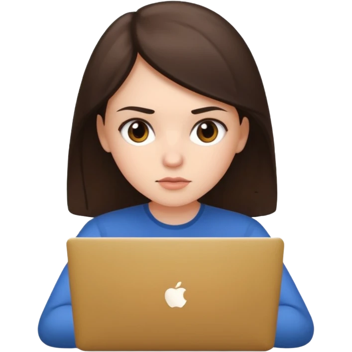 white brunette girl using laptop emoji