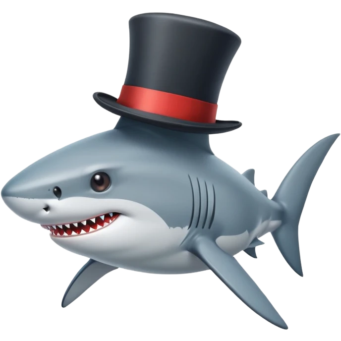 Shark with a top hat emoji