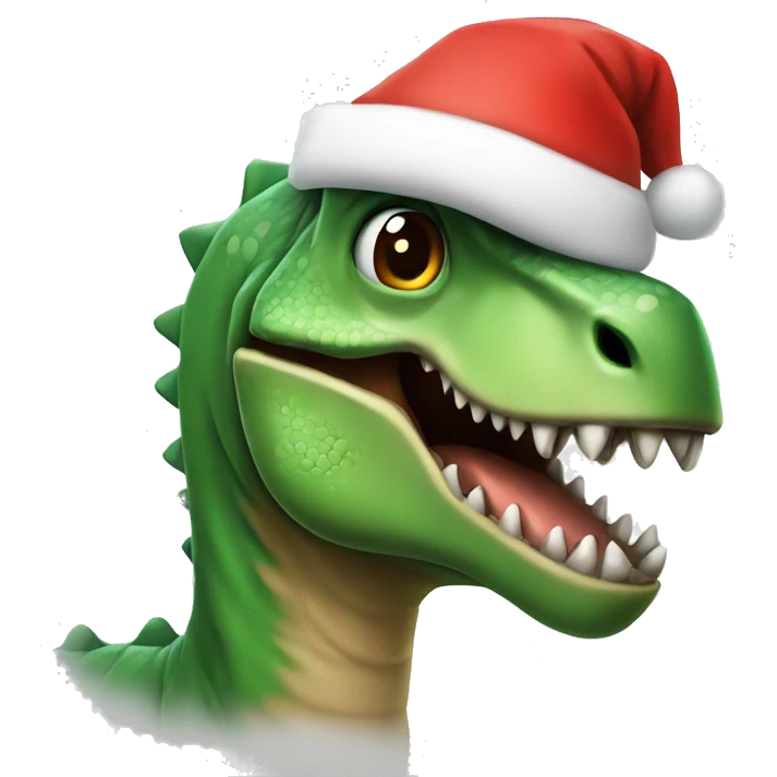 Dinosaur with a Santa hat emoji