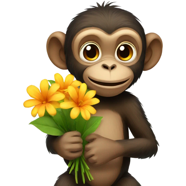 Monkey holding flowers emoji