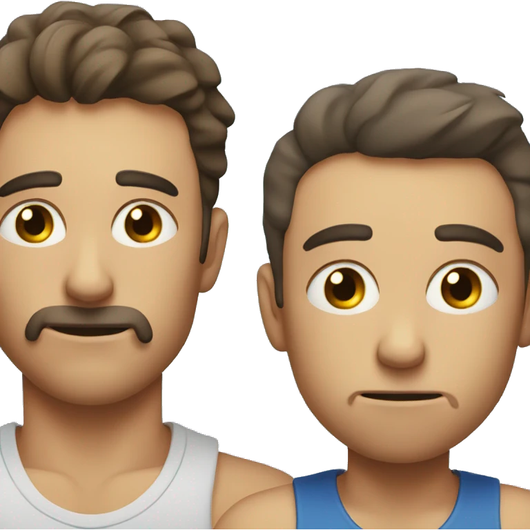 Tired son and dad after exercising  emoji