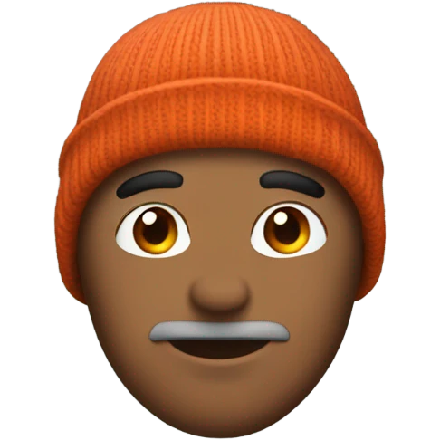 Man wearing beanie, gloves, ear phones emoji