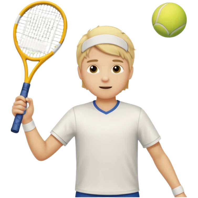Chico  rubio bajo el sol jugando tenis emoji