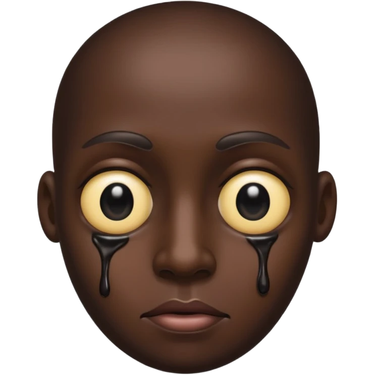 an black melting face with no eyebrows and mouth and just an single eye emoji