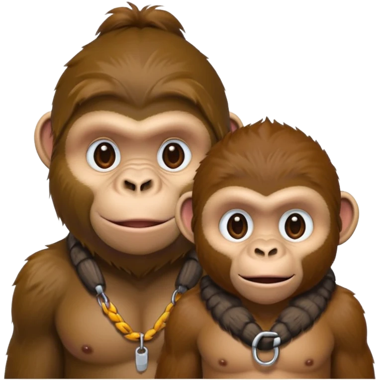 gorilla and monkey wearing tags around their necks emoji
