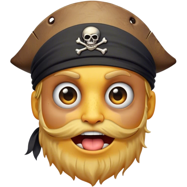 Clash of Clans aesthetic Comical Pirate Portrait Emoji, Head tilted dramatically with an exaggerated, fun expression and wide, comically expressive eyes behind a quirky eye patch, featuring a rugged yet cartoonish build with a playful bandana and natural skin tone, Simplified yet hilariously expressive features, highly detailed, glowing with a slightly sassy oceanic glow, high shine, dramatic yet playful, stylized with an air of cheeky maritime mischief, soft glowing outline, capturing the essence of a meme-worthy pirate who brings humor to epic quests! emoji