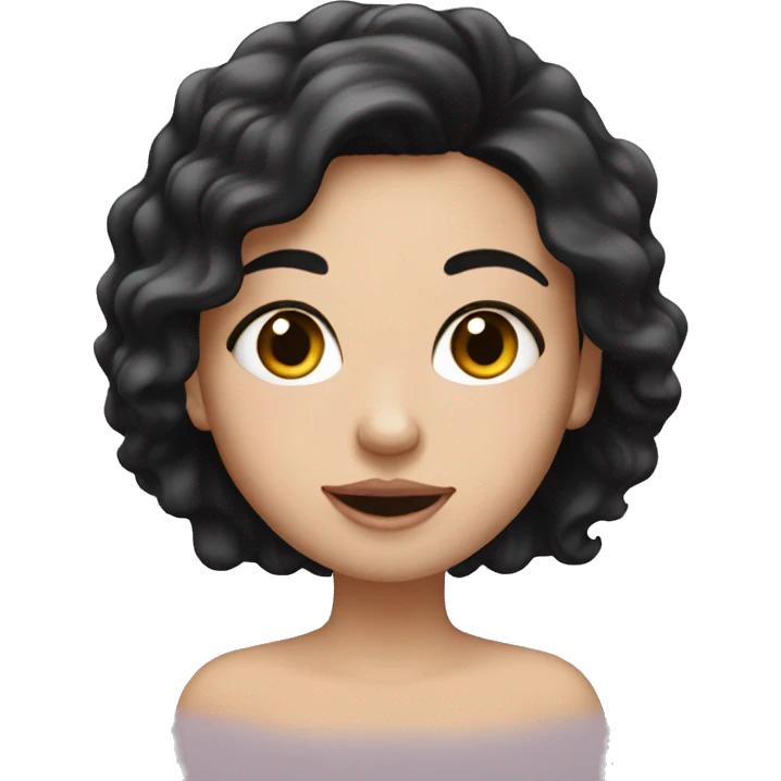 white girl with black hair applying cream on face emoji