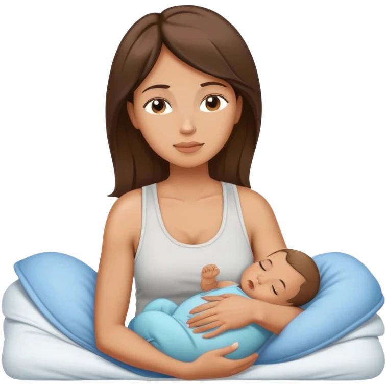 Light brunette fit mom making baby boy go to sleep emoji