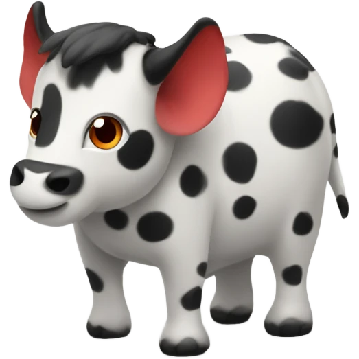 Animal with red belly, trunk, and black and white spots on the rest of the body emoji