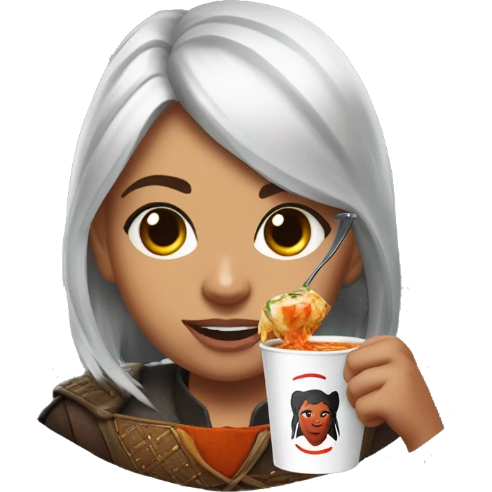 Sasha is playing the Witcher 3 on ps5 and eating Tom yam emoji