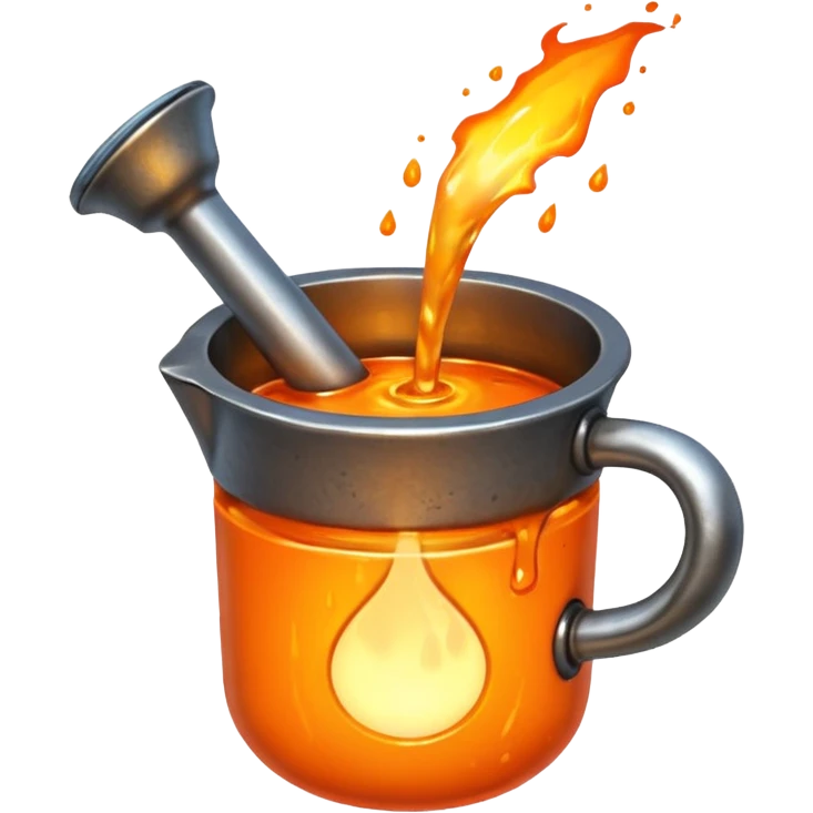 The crucible pours out metal. emoji