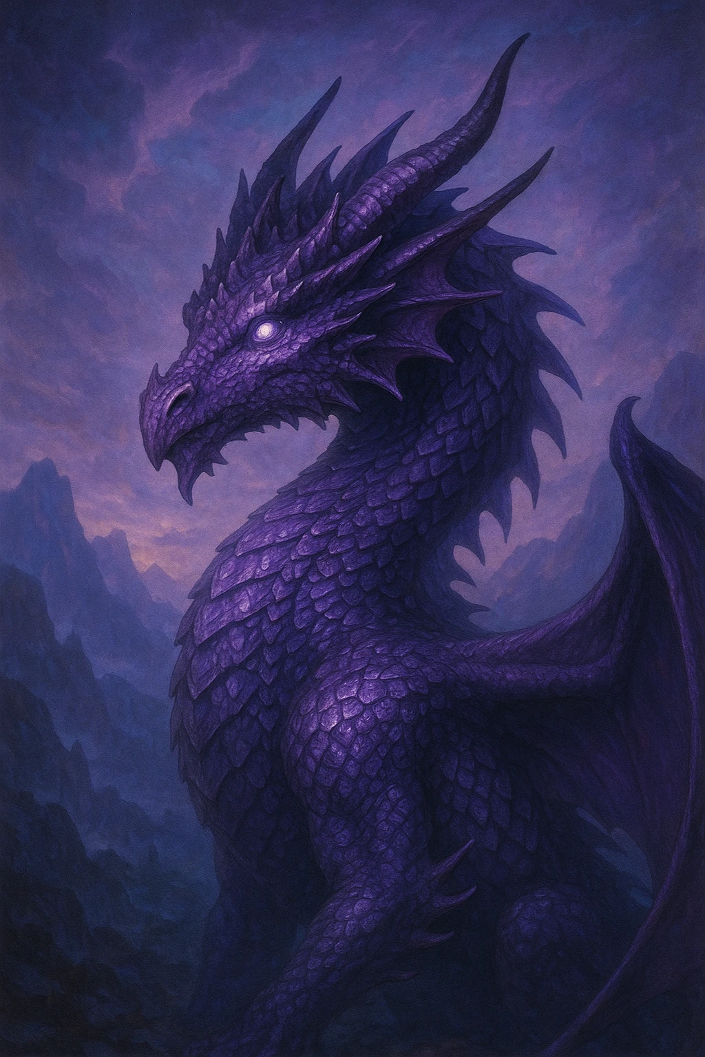 a purple dragon, fantasy illustration style emoji