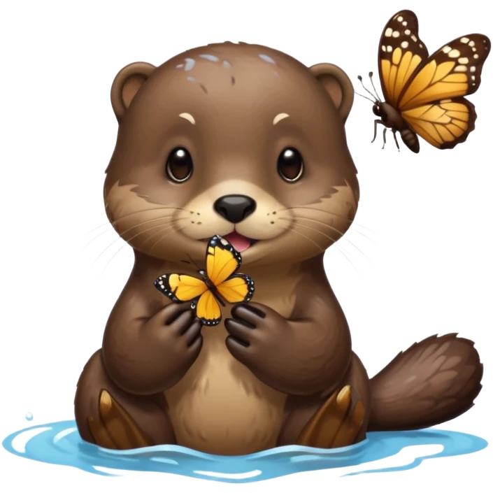 otter eating a butterfly emoji