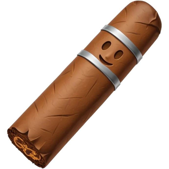 Emoji-style cigar icon, dark brown wrapper, subtle smoke, minimalistic, clean silhouette, metal details, no gold emoji