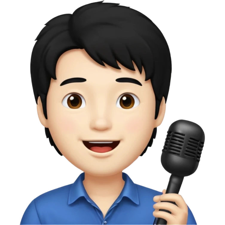 chinese man with big hair singing emoji