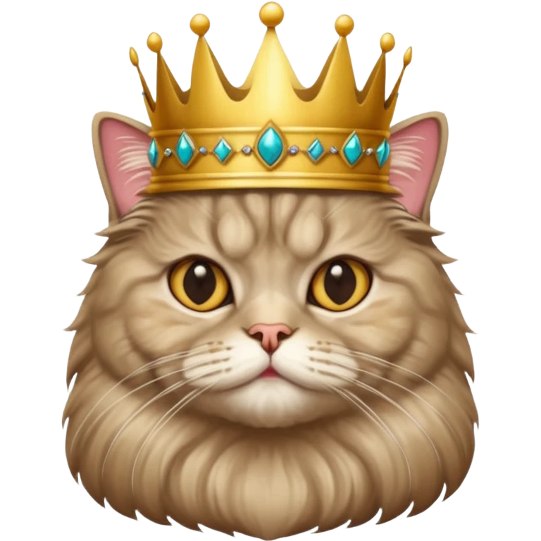 Persian cat tabby with crown king emoji