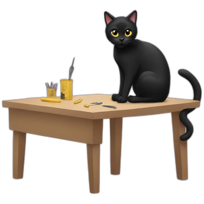 black cat filing nails emoji