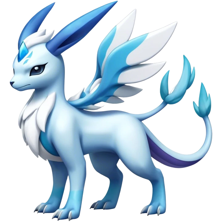 Futuristic Lugia-Suicune-Glaceon-hybrid, full body  emoji
