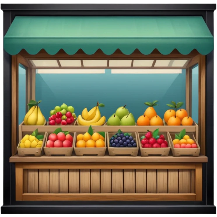 market stall full of fruits and goods inside a vintage store window emoji