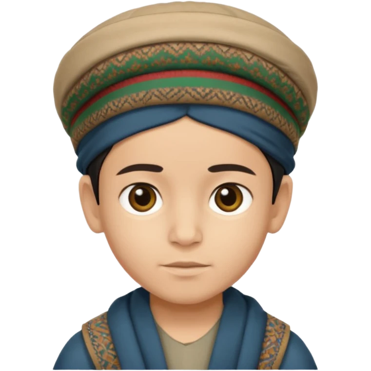 Creat a afghan boy with afghan pacol hat one the head emoji