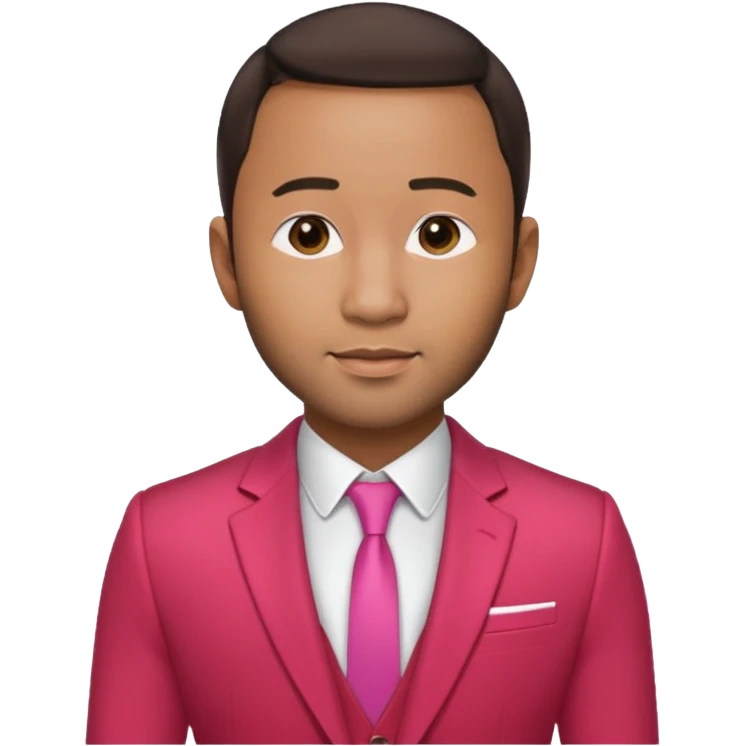John Legend with dark brown hair, red and pink suit emoji