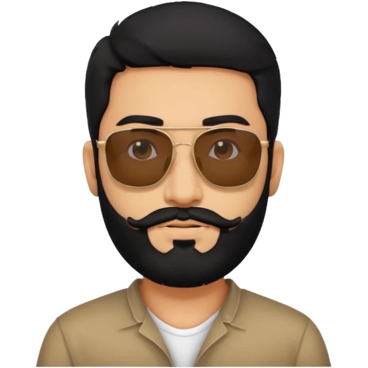Indian man with  black hair and beard and black sunglasses emoji