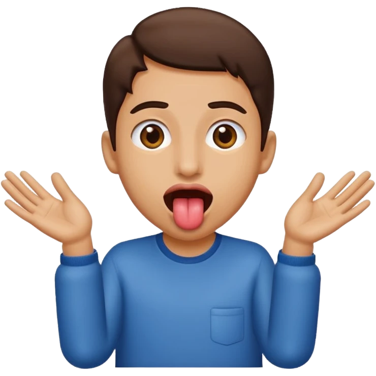 tongue out with hands to the side ￼ emoji