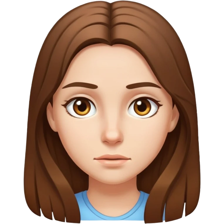 girl with long brown hair and sweat on her forehead emoji