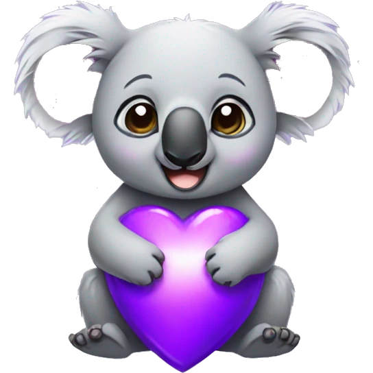 Koala cute with Purple Heart  emoji