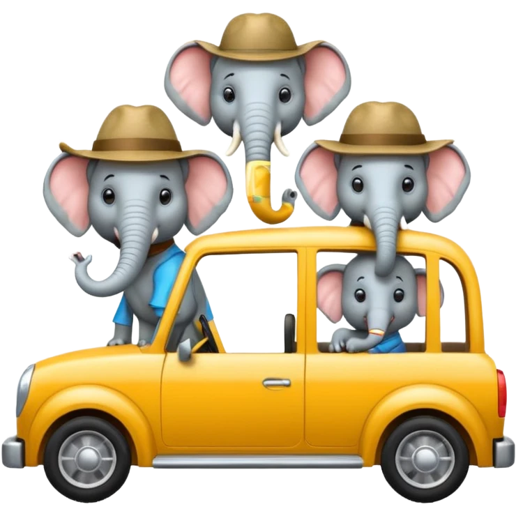 Elephants driving a car emoji