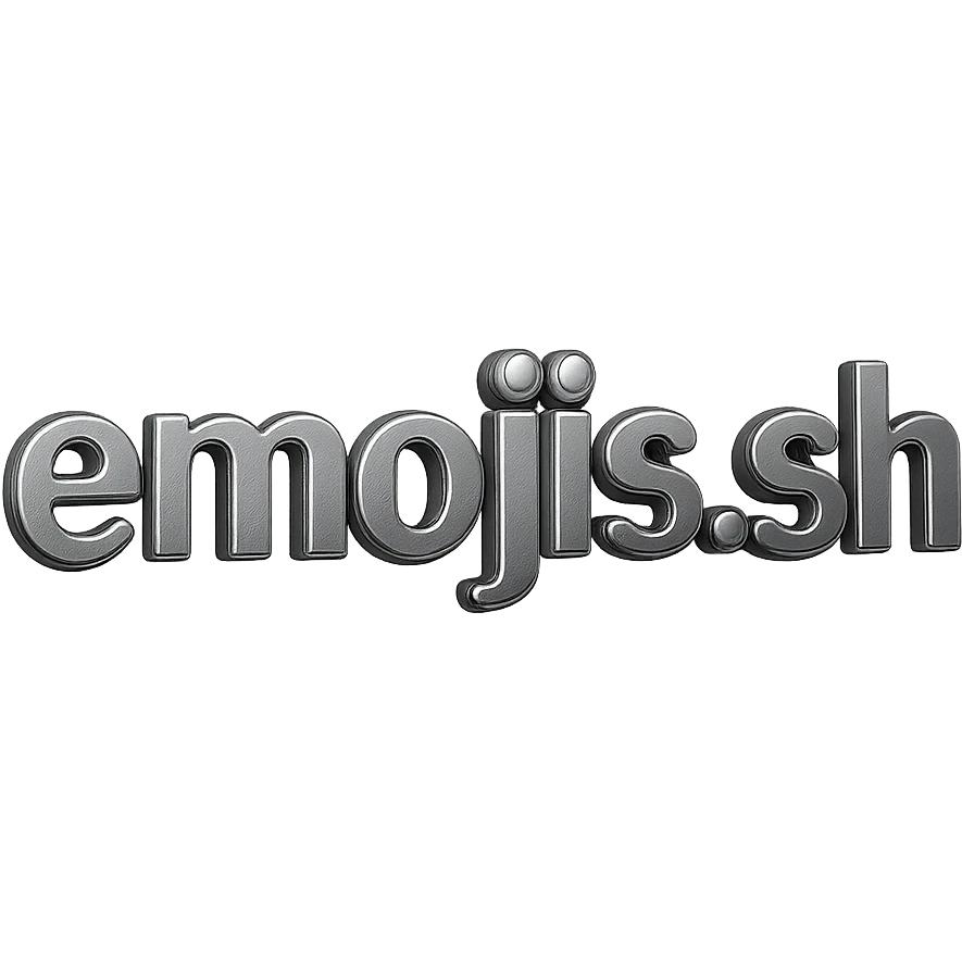 the text 'emojis.sh' in a chrome, metallic style with reflective surfaces emoji