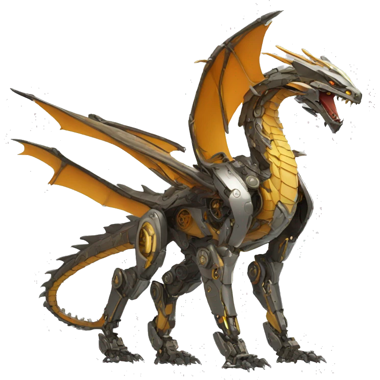 Mechanical futuristic Dragon full body emoji