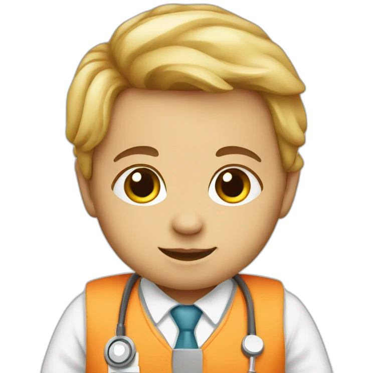an infant with a job, doctor emoji