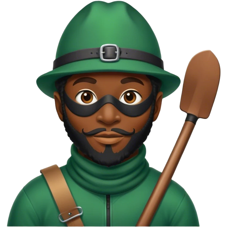 Black leprechaun wearing a ski mask emoji